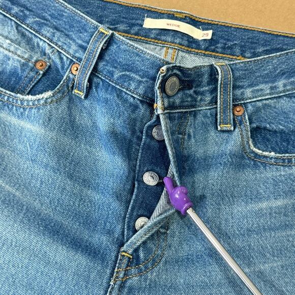 Levi’s Wedgie Straight Fit Denim High Rise Button Fly Jeans Medium Wash - Picture 8 of 13